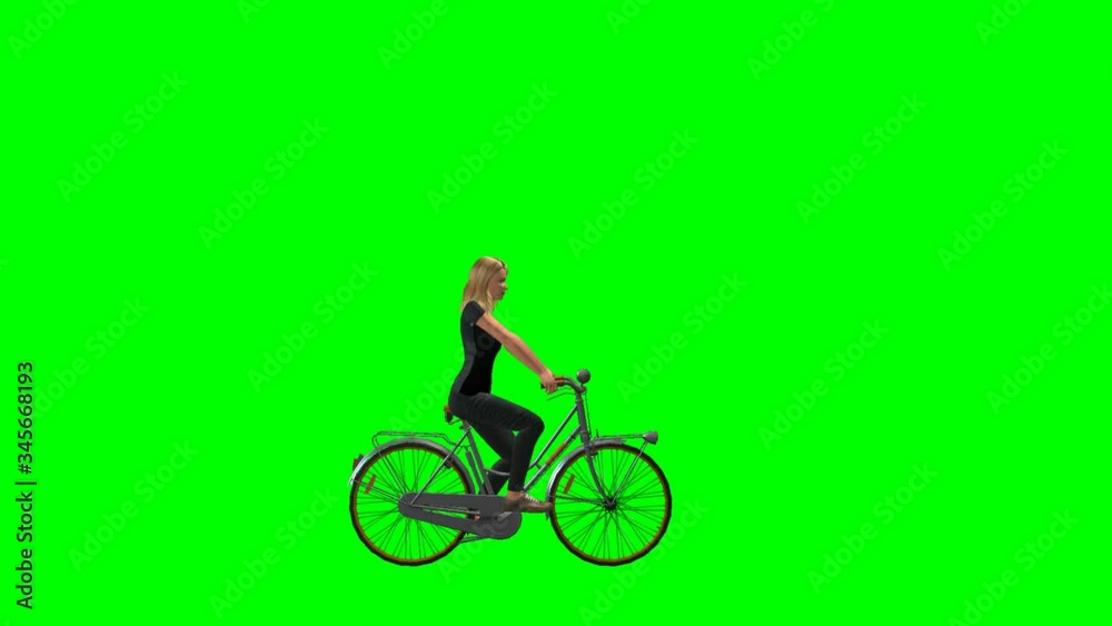 custom made wallpaper toronto digitalWoman riding a bicycle across a green screen