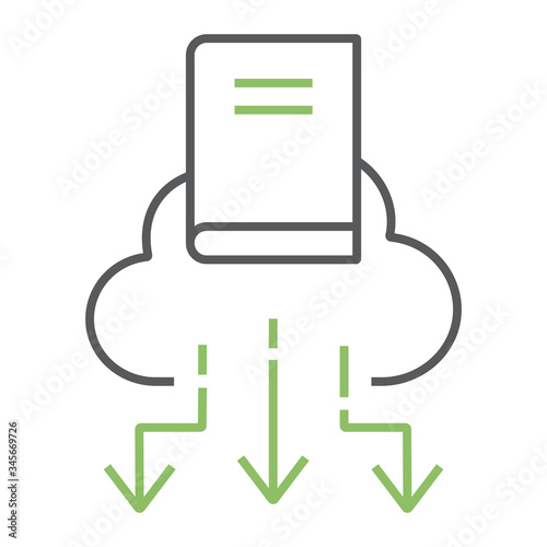 Cloud Library color line icon, education and school, book with cloud sign vector graphics, a linear icon on a white background, eps 10.