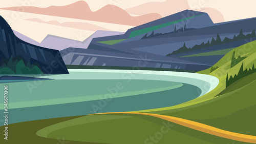 Beautiful fjord landscape. Nature scenery with mountains and water.