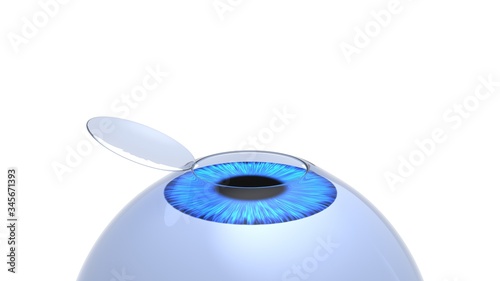 Laser eye surgery procedure. 3D-rendering.