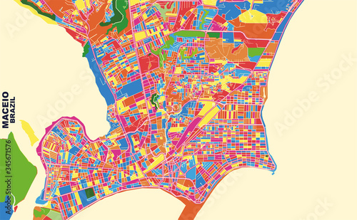 Maceio, Brazil, colorful vector map
