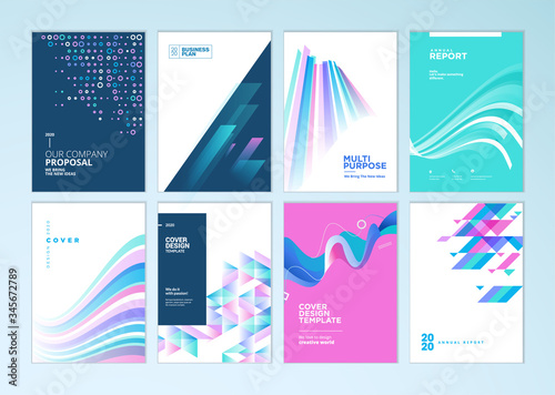 Set of brochure, annual report, business plan cover design templates. Vector illustrations for business presentation, business paper, corporate document, flyer and marketing material.