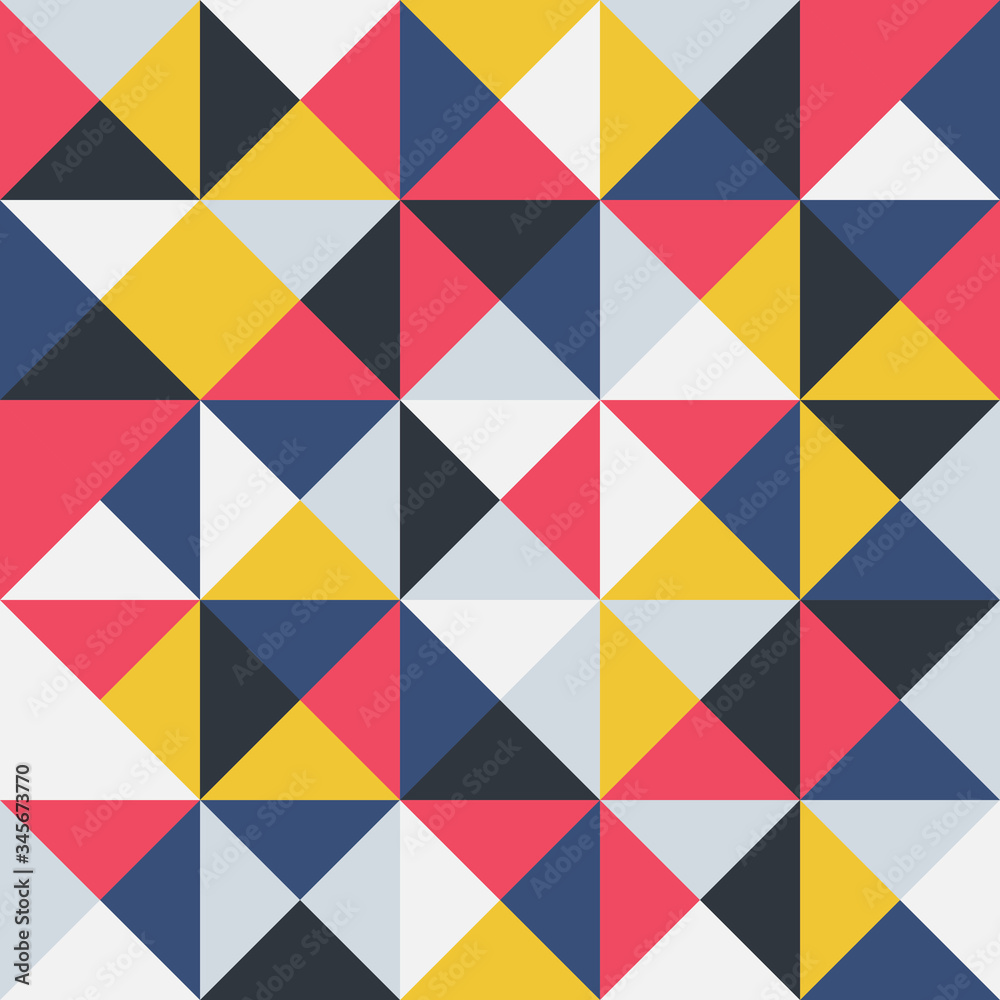 Colorful geometric seamless pattern. Retro trendy design - bright stylish artistic background with triangle shapes Colorful geometric seamless pattern. Retro trendy design - bright stylish artistic background with triangle shapes