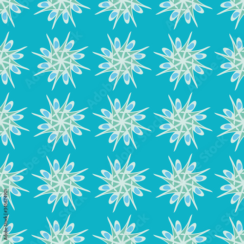 Organic star seamless pattern created with the rotation of a small script letter P. Abstract floral vector illustration background.