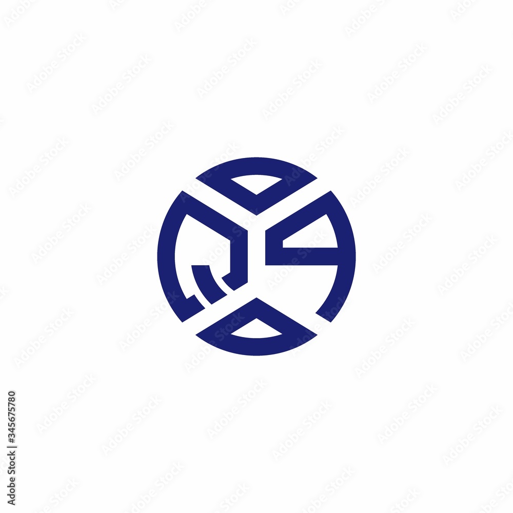 QP monogram logo with abstract shapes in modern style QP monogram logo with abstract shapes in modern style