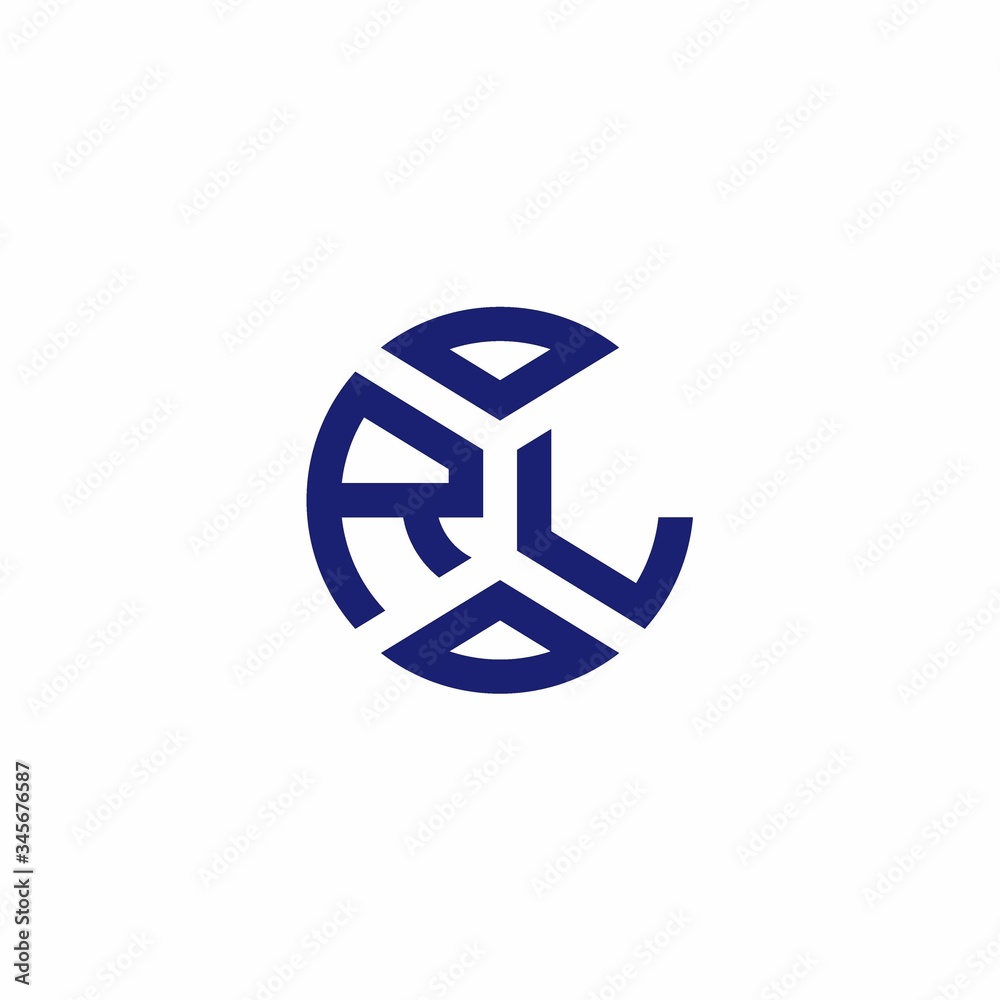 RL monogram logo with abstract shapes in modern style RL monogram logo with abstract shapes in modern style