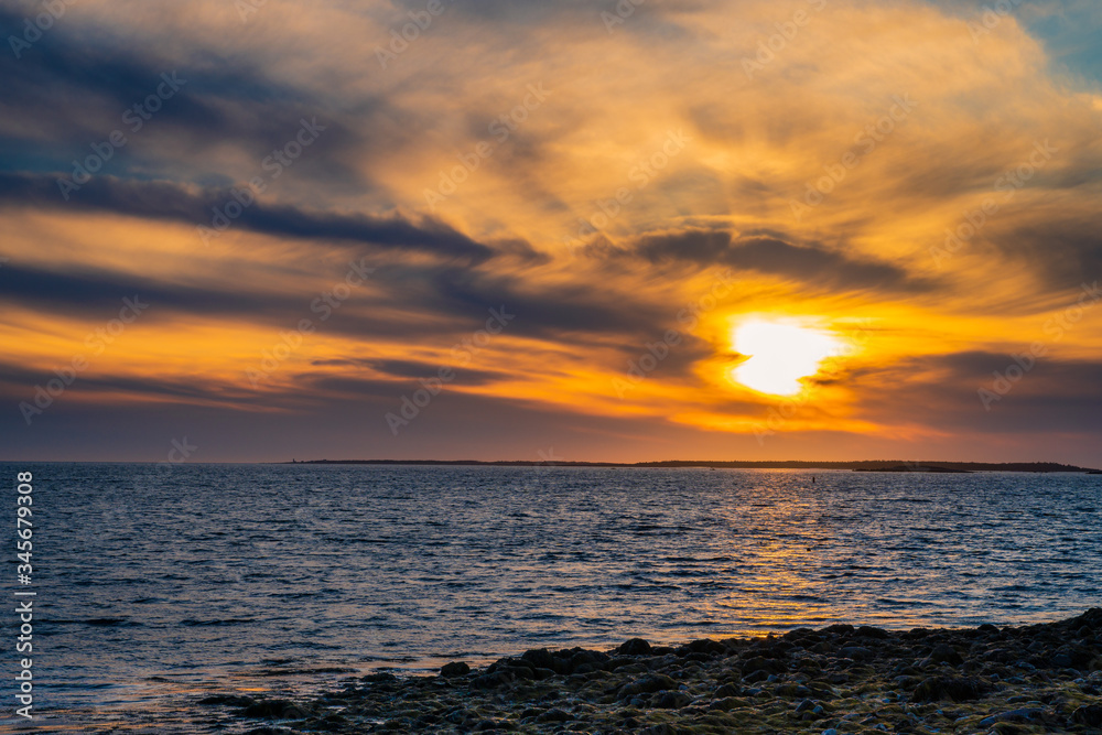 Sunset scene at the ocean coast