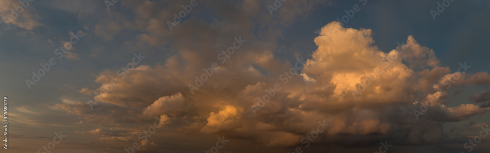 Stormy Clouds on Sunset UltraWide Panorama