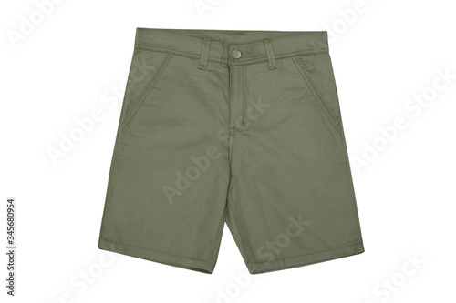 Green shorts isolated on the white background. Green Short Pants.