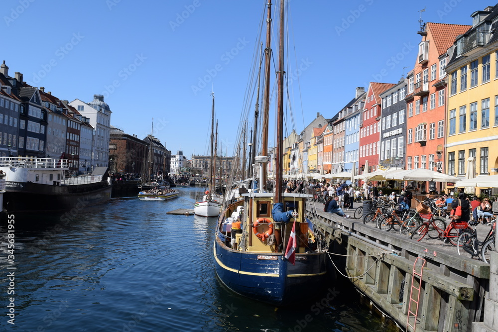 Colorful Nyhavn canal in Copenhagen city Denmark