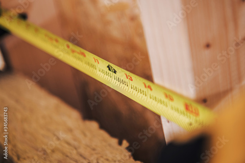 Close Up Of Tape Measure Showing Distance In Inches. photo