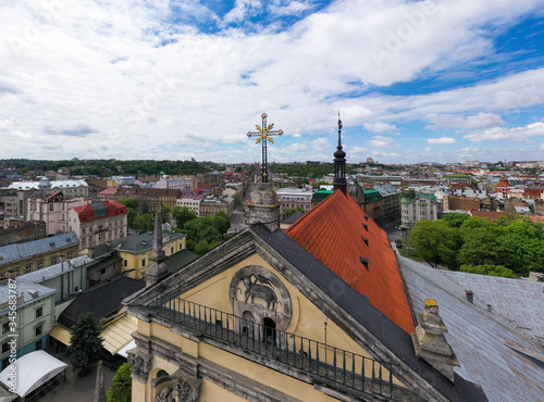Wallpaper Mural View on Jesuit Church in Lviv is dedicated to Sts. Peter and Paul from drone Torontodigital.ca