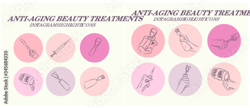 professionally designed modern Neutral nude outline Beauty and spa Instagram highlight icons, stories, covers ideal for beauty bloggers, salons and spas
