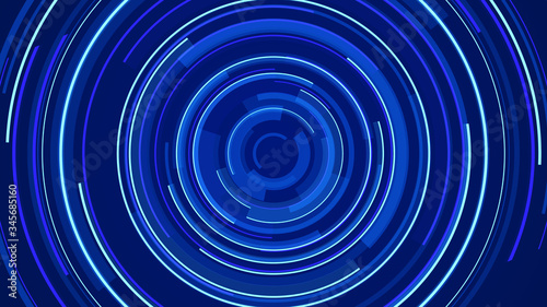 Circle blue neon light technology Hi-tech dark background. Abstract graphic digital future concept design.
