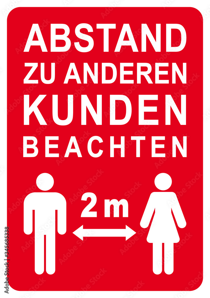 ds177 DiskretionSchild - german label: Abstand zu anderen Kunden beachten - 2 m Abstand halten - text poster in rot - hygiene / distance. - Druckvorlage DIN A1 A2 A3 A4 - xxl g9583 ds177 DiskretionSchild - german label: Abstand zu anderen Kunden beachten - 2 m Abstand halten - text poster in rot - hygiene / distance. - Druckvorlage DIN A1 A2 A3 A4 - xxl g9583