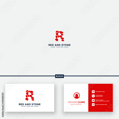 Red stone logo with letter R and stone