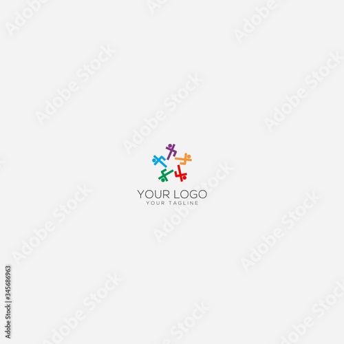 jump stars and human logo design superhero