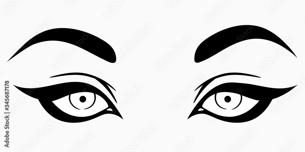 beautiful cute female eyes in cartoon style beautiful cute female eyes in cartoon style