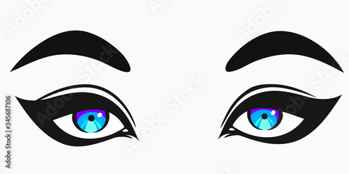 beautiful cute female eyes in cartoon style