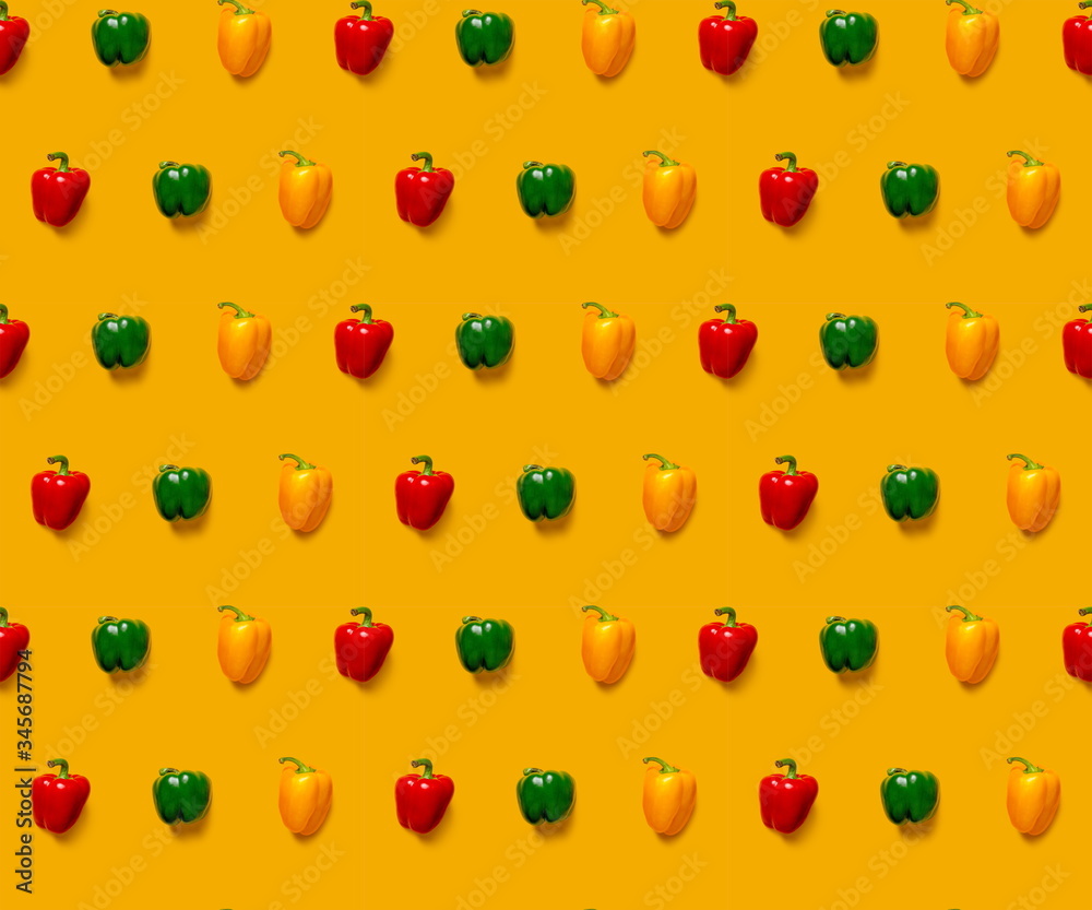 Set of fresh whole sweet pepper pattern Set of fresh whole sweet pepper pattern
