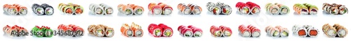 sushi rolls collection on white in high resolution