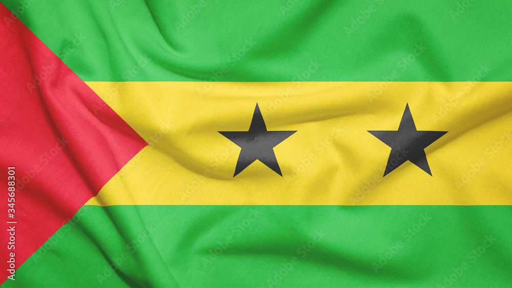 Sao Tome and Principe flag with fabric texture Sao Tome and Principe flag with fabric texture