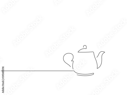 Teapot and coffee isolated line drawing, vector illustration design.