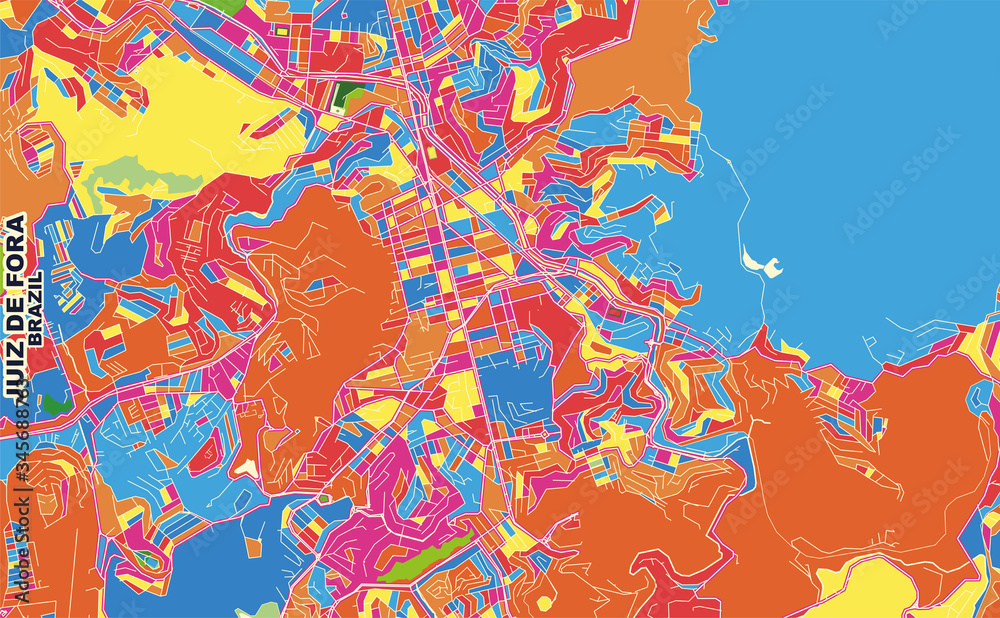 Juiz de Fora, Brazil, colorful vector map