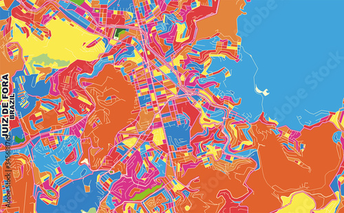 Juiz de Fora, Brazil, colorful vector map