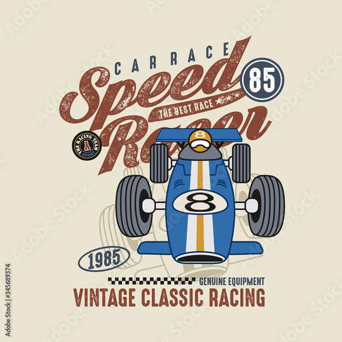 Print speed racer, car race for t shirt