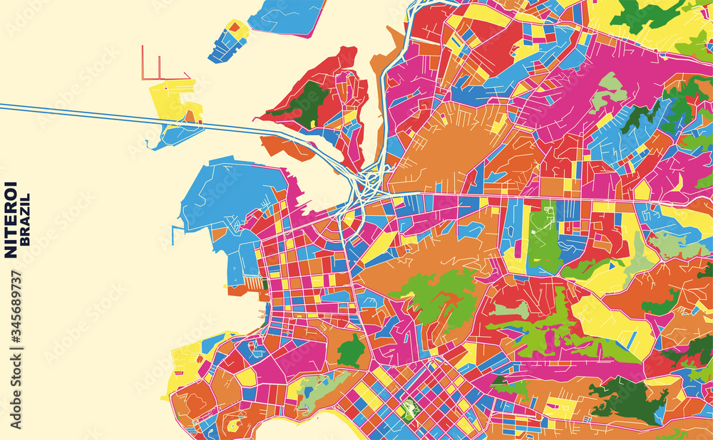 Niteroi, Brazil, colorful vector map