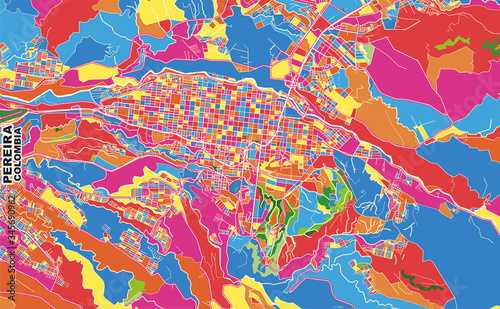 Pereira, Colombia, colorful vector map photo