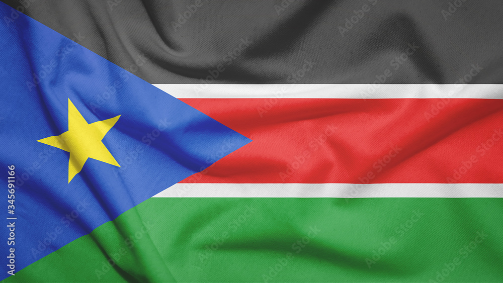 South Sudan flag with fabric texture South Sudan flag with fabric texture