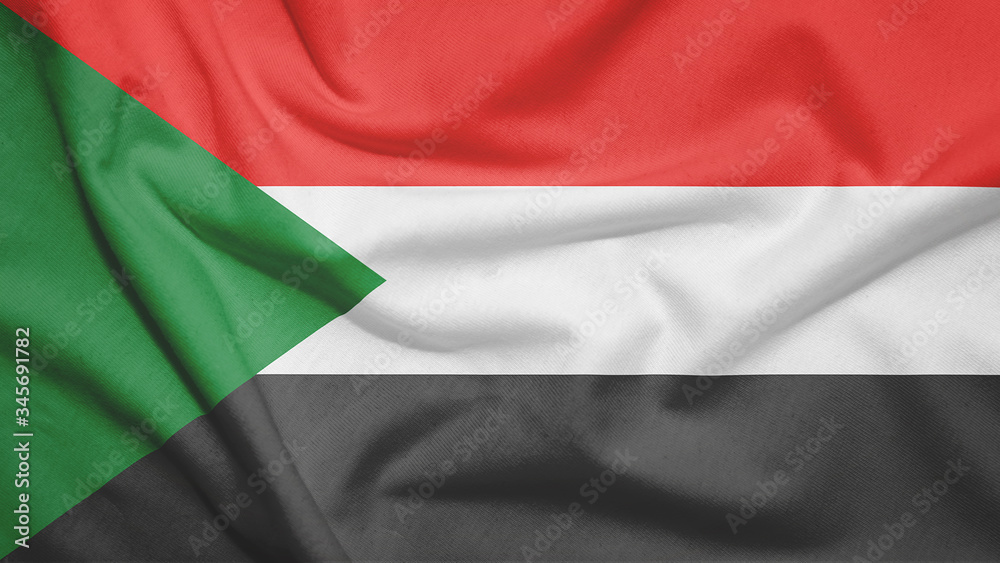 Sudan flag with fabric texture