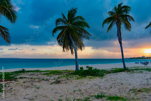 colorful tropical sunset on Anguilla island Caribbean sea © DD25