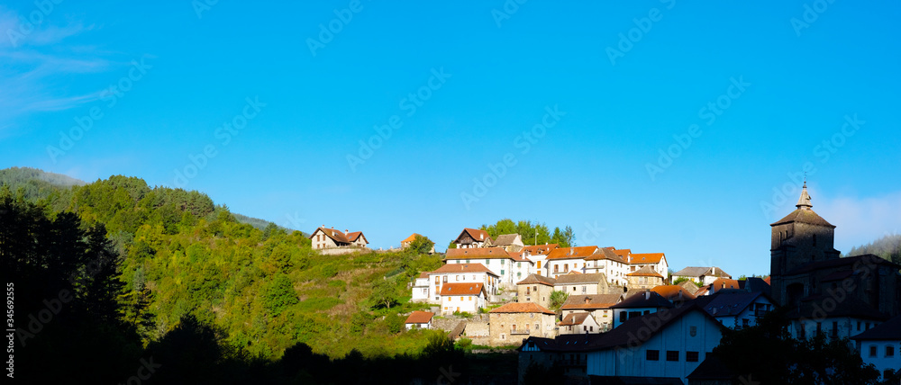 Uztarroz village in Navarre province, Pyrenees, Spain