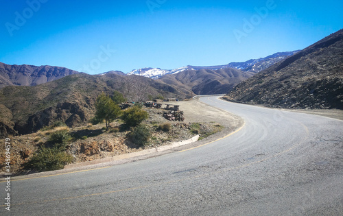 Beautiful view in a empty road in Atlas Mountains  Morocco in a sunny day