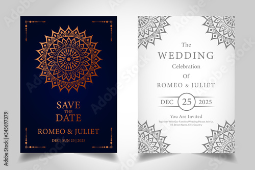 Luxury mandala wedding celebration card template