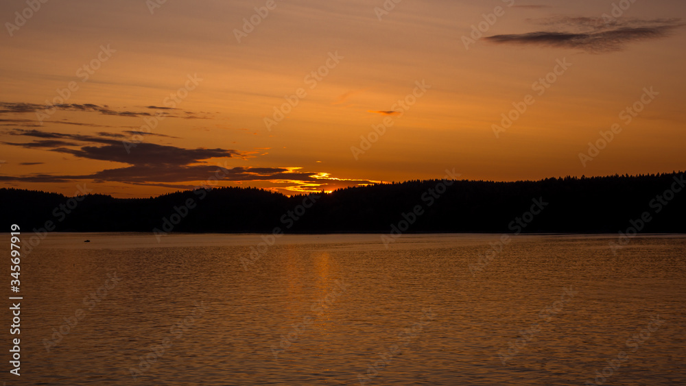 Evening sunset on the lake.