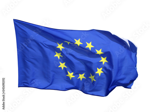 Close-up view of the Flag of European Union, isolated on white background