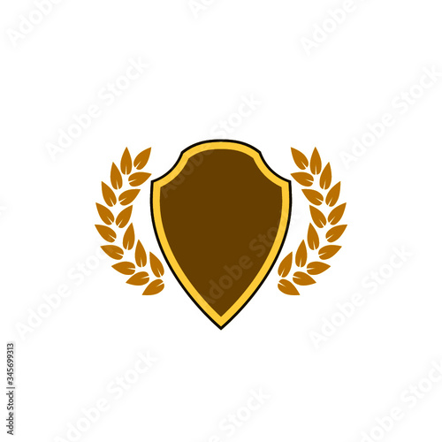 Blank Shield with laurel wreath icon isolated on white background