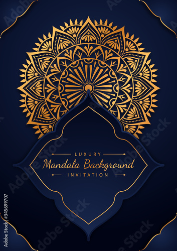 Luxury Mandala Background invitation golden card