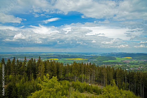 view from Hohe Warte mountain in Thuringia near Elgersburg