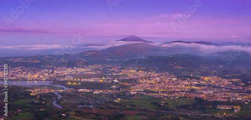 View from Txingudi bay and Bidasoa river between Irun, Hondarribia and Hendaia at the Basque Country. photo