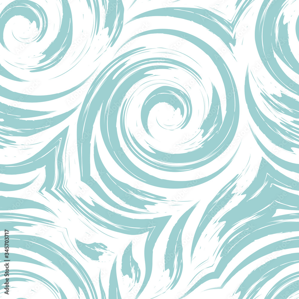Fototapeta Seamless turquoise pastel color swirl or tornado vector texture isolated on white background.Pattern for fabrics or packaging backdrop for website