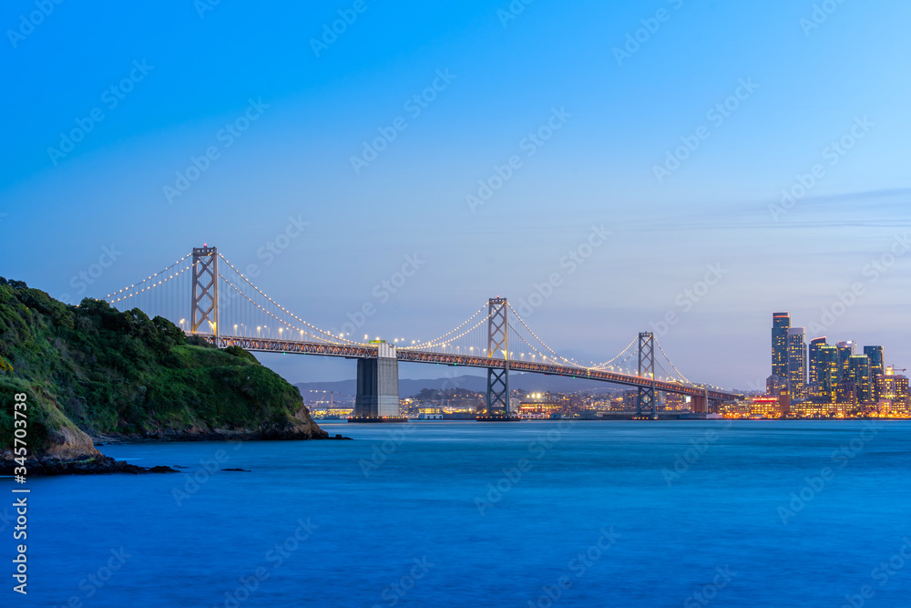 San Francisco Bay bridge sunset