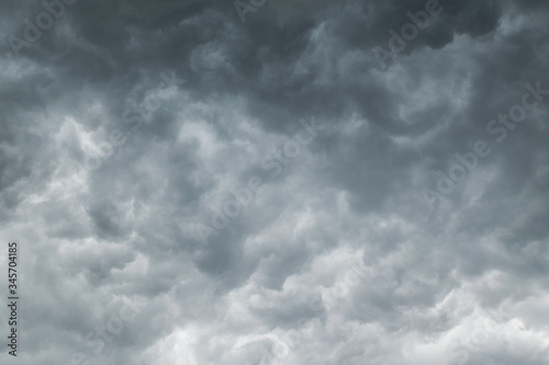 Panorama of the heavy storms, dark clouds going to rain.