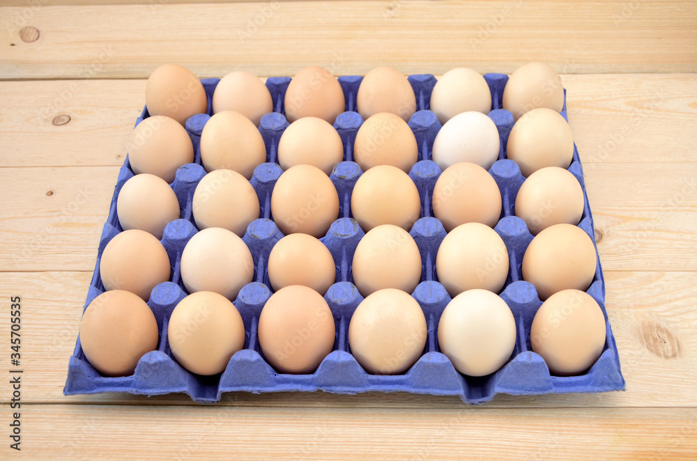 chicken eggs in carton box