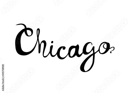 Chicago. Word of calligraphic letters