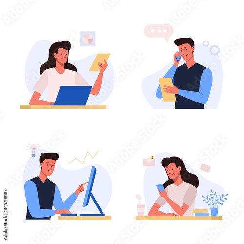 Office business people illustration in flat design. Office workplace